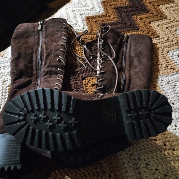 Lace-up Faux Suade Boots - Picture 3 of 6